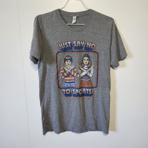 Steven Rhodes Just Say No To Sports Graphic Tee Women's Small Gray Retro Humor